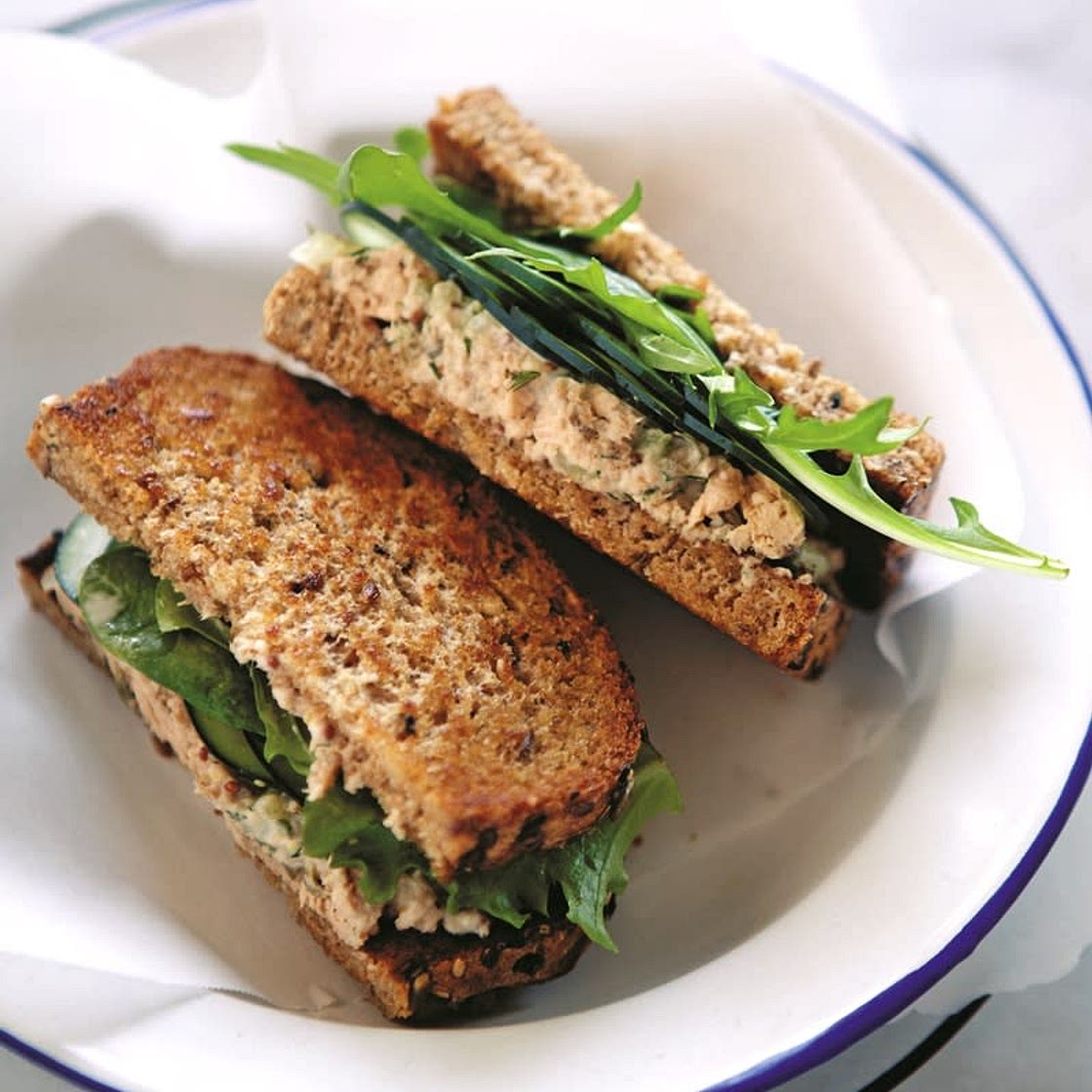 Salmon Salad Sandwich on Whole-Wheat Bread
