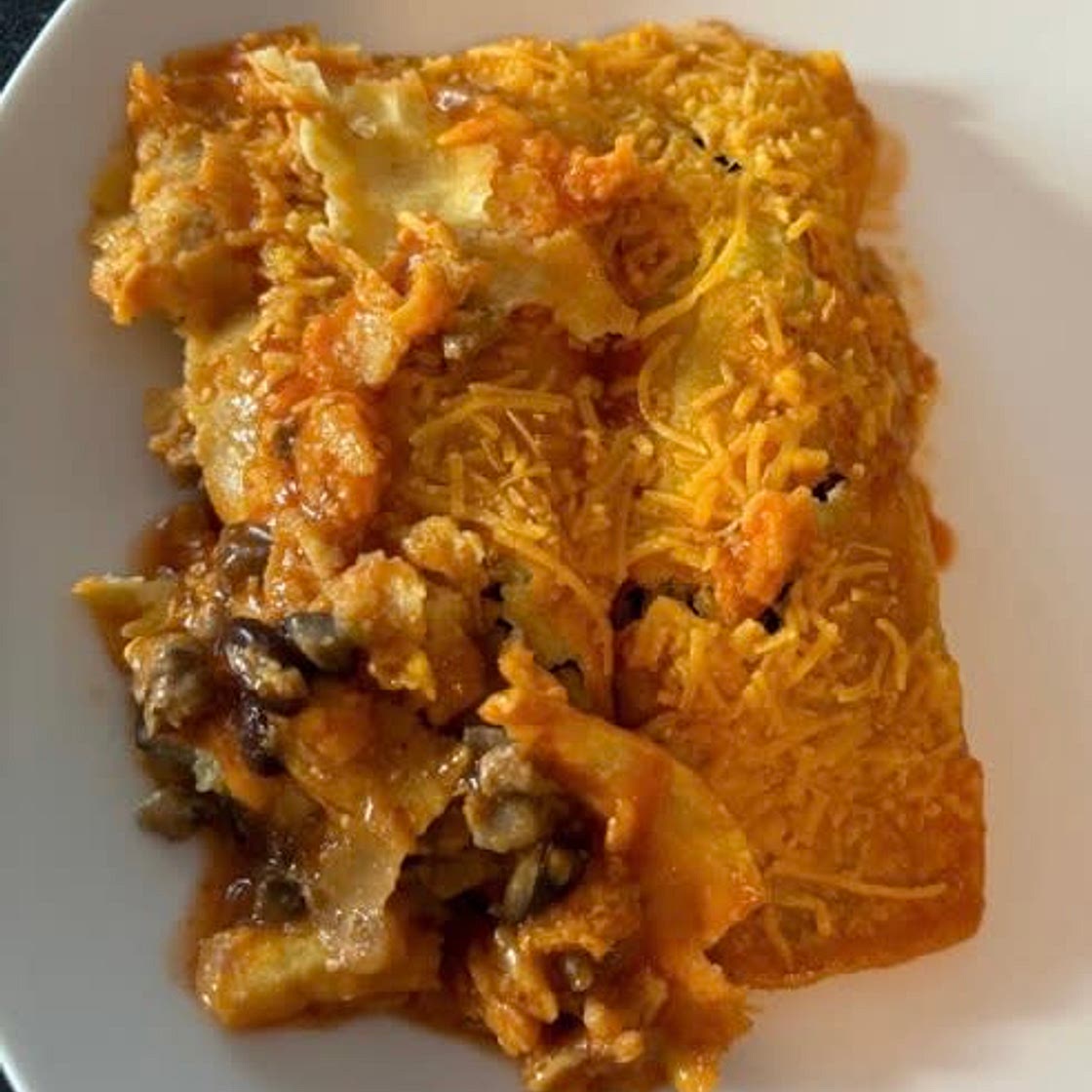Enchiladas with Mushrooms, Beans, Cheese & Turkey 