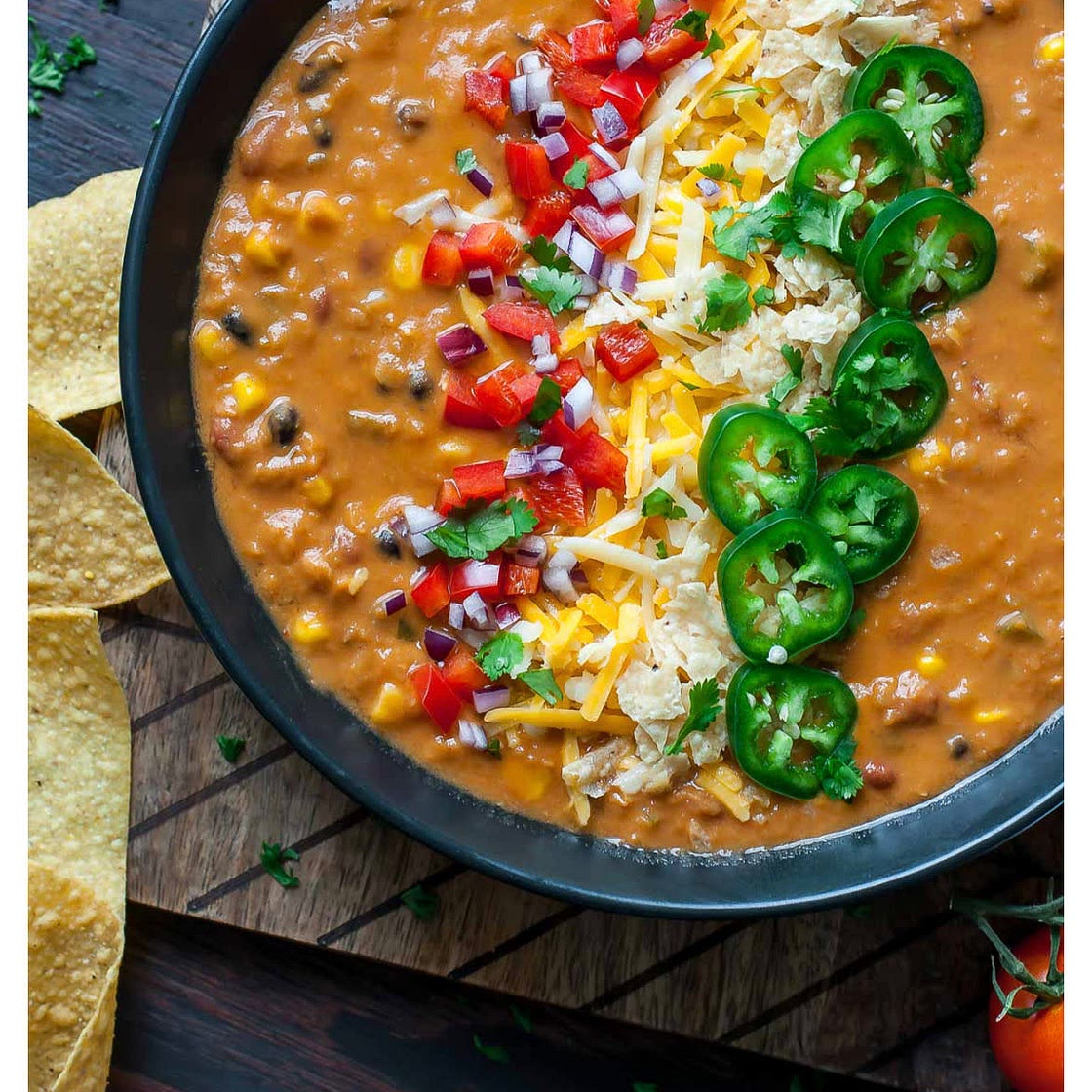 VEGETARIAN LENTIL TORTILLA SOUP