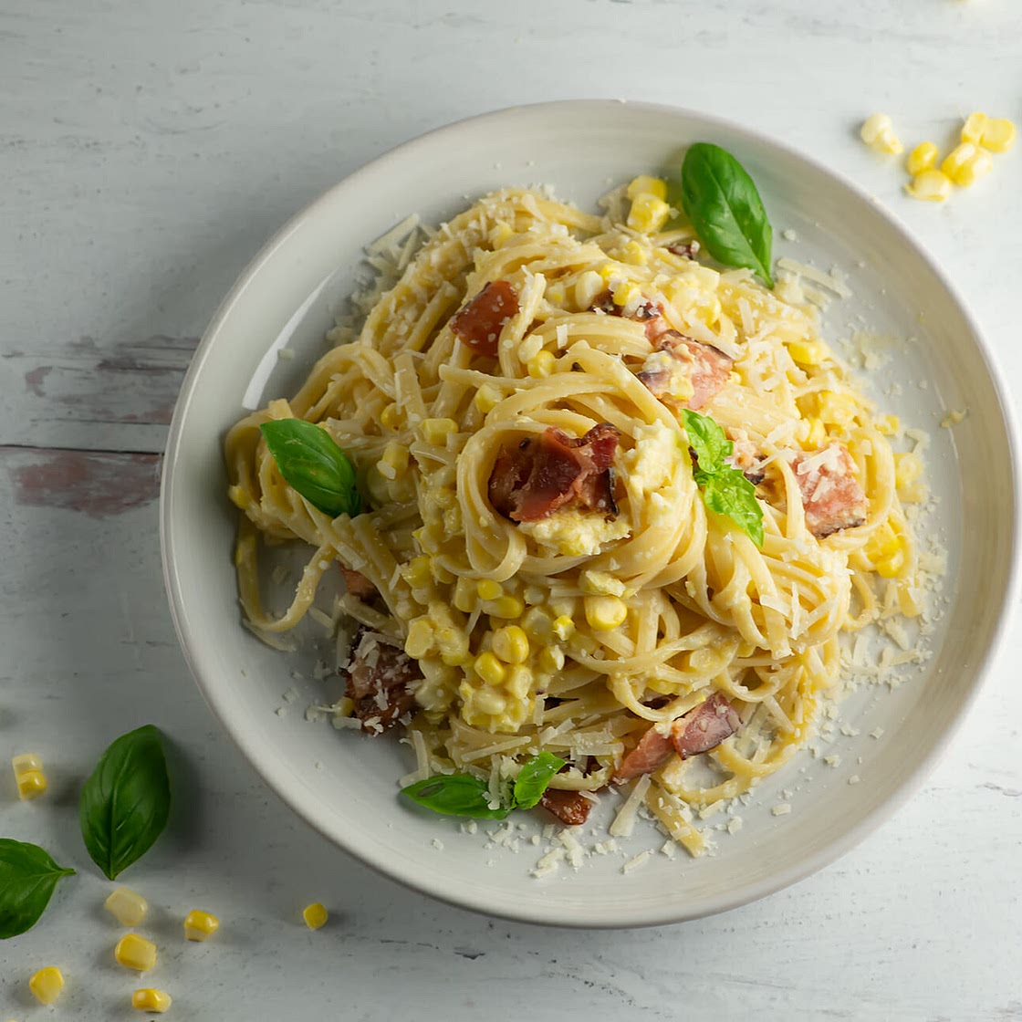 Corn Pasta Carbonara