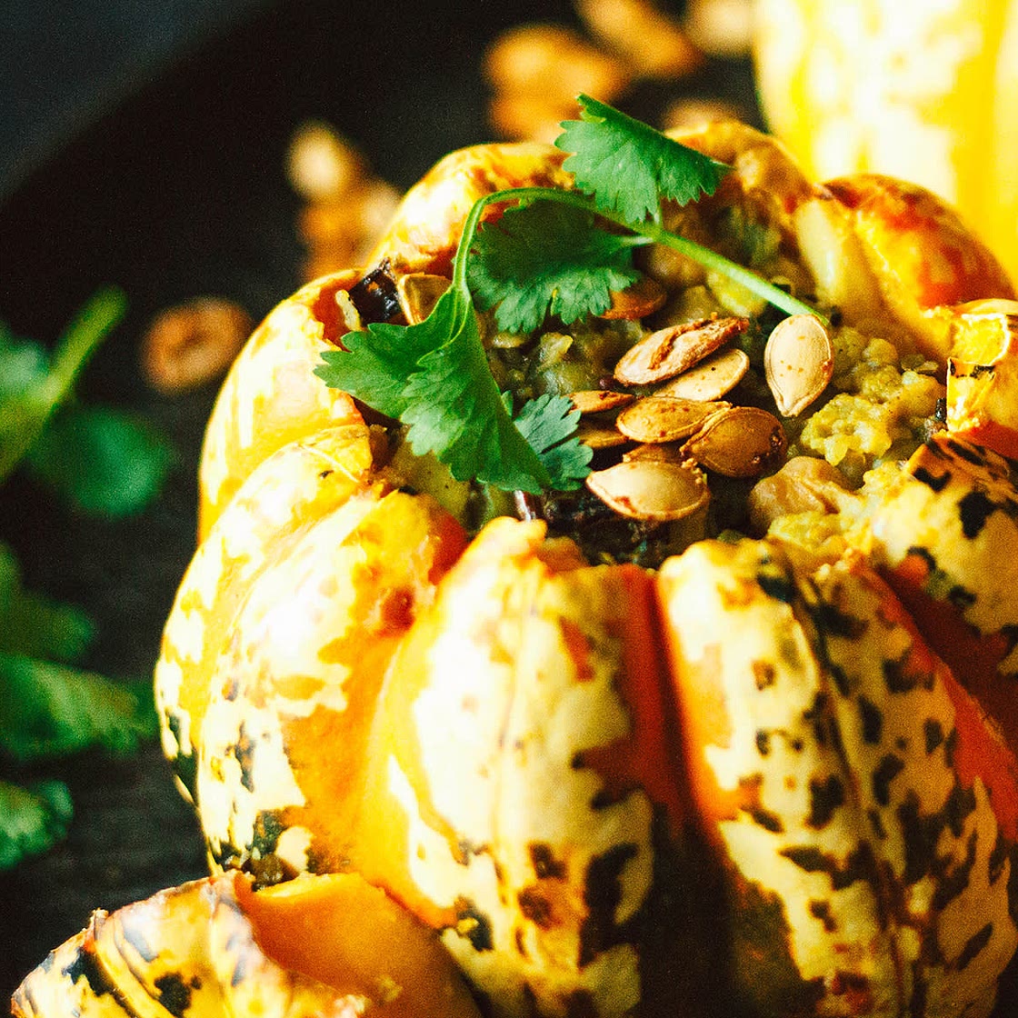 Chickpea Curry Stuffed Pumpkins