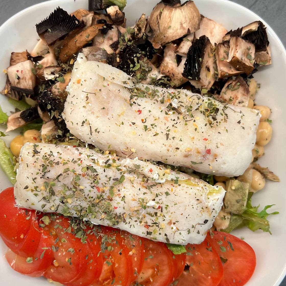 Ensalada de lentejas y pescado