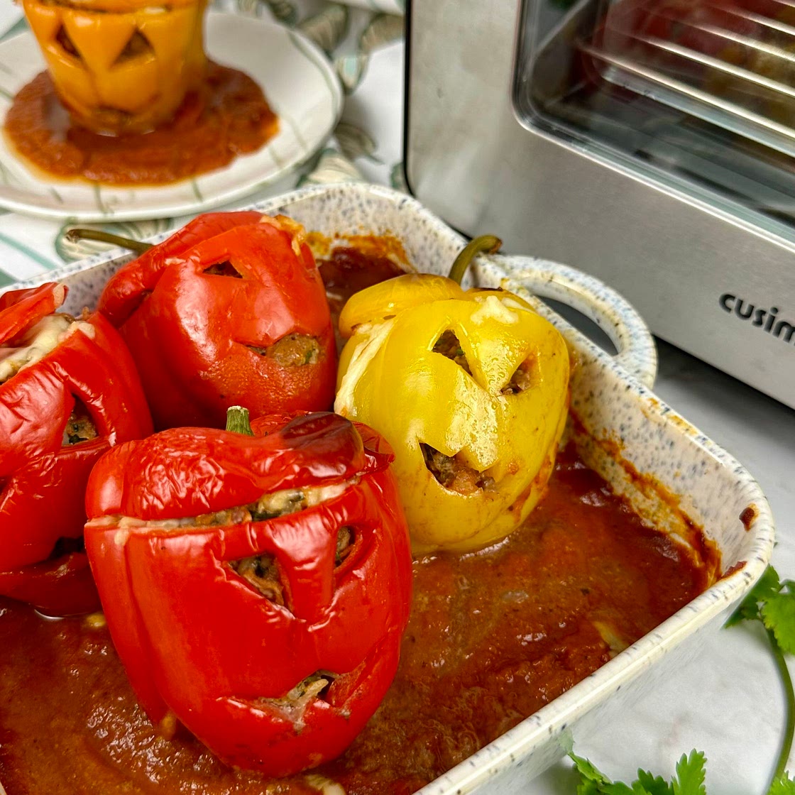Jack-O’-Lantern Stuffed Peppers