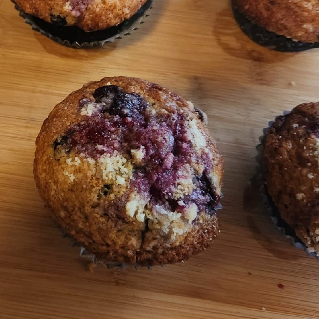 Sourdough Blueberry Muffins with Crumb Topping Recipe