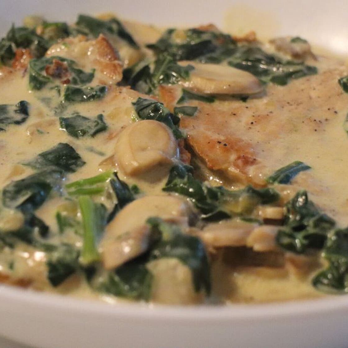 Keto Pork Chops with Mushrooms and Spinach