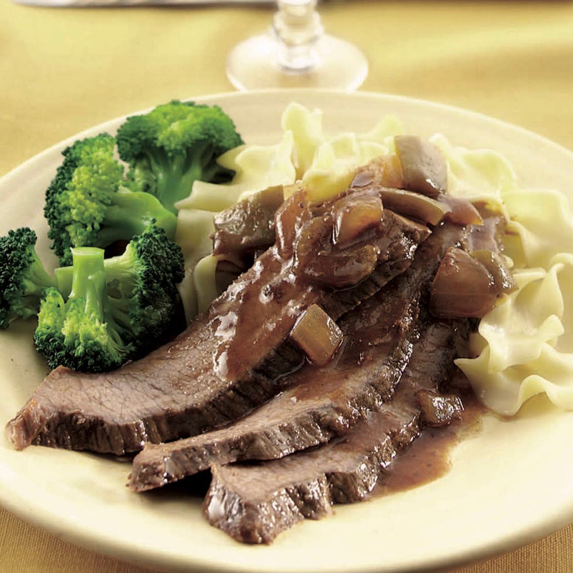 brisket with chunky mustard-bbq sauce