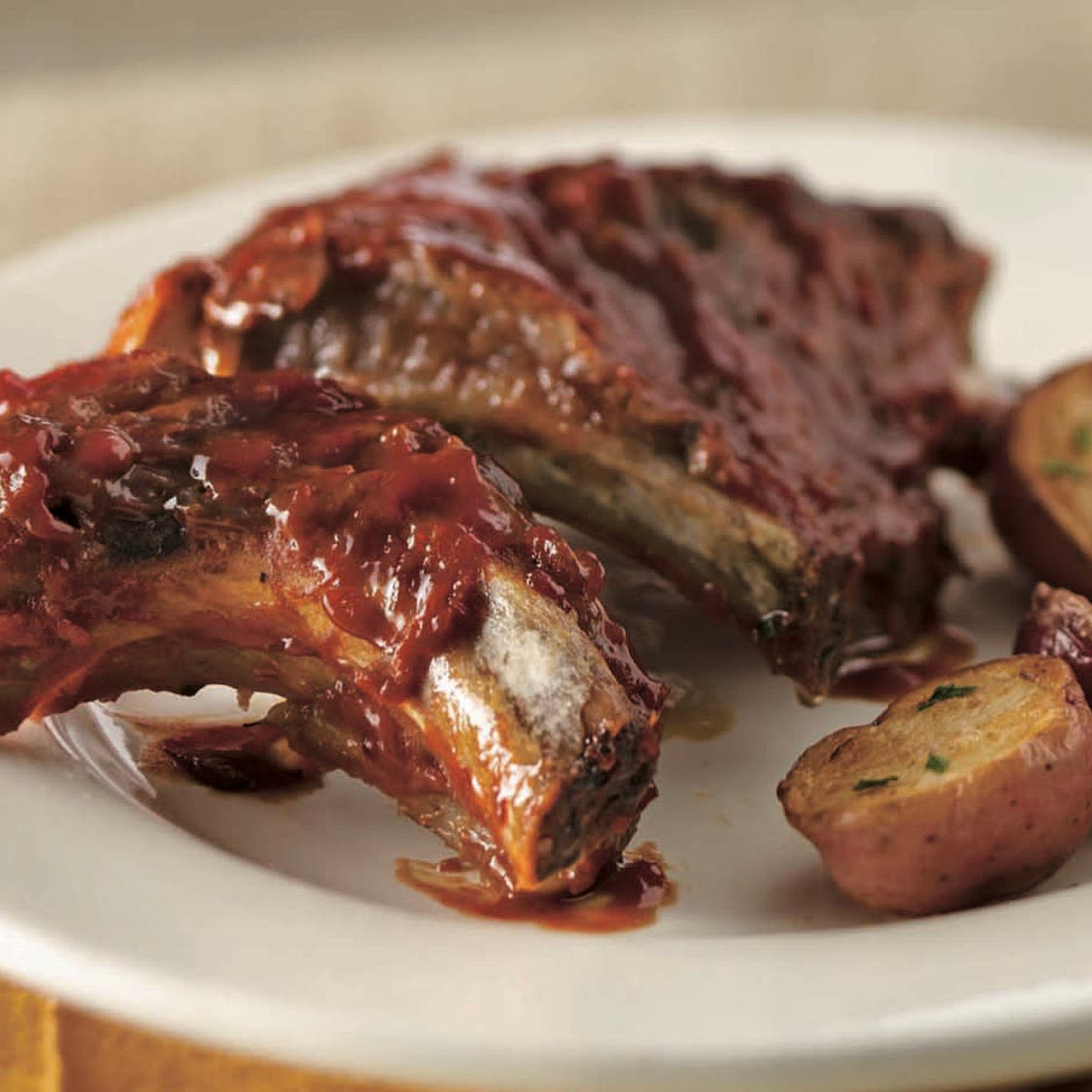 barbecued baby back ribs