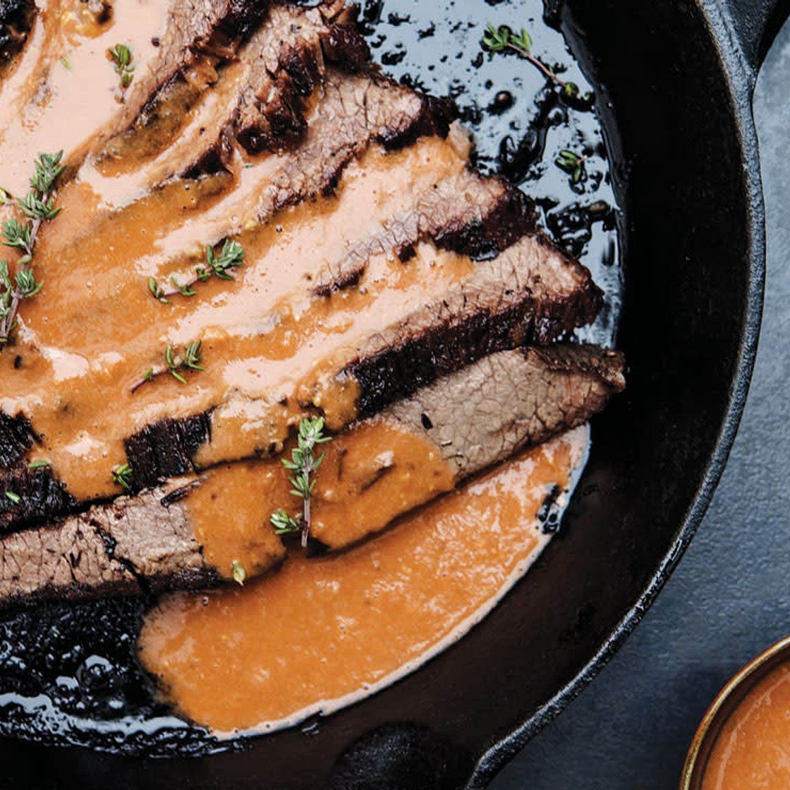 Brisket with 40 cloves of garlic