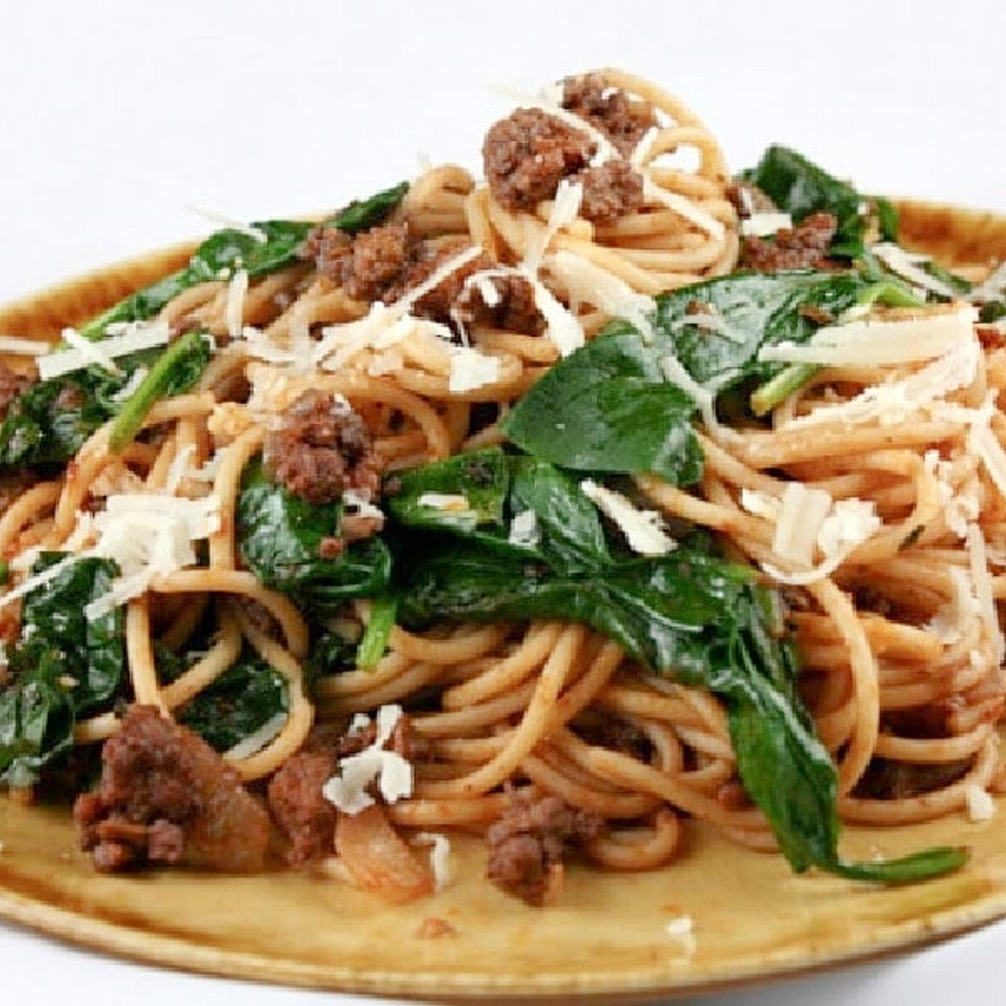 Lamb Spaghetti with Spinach