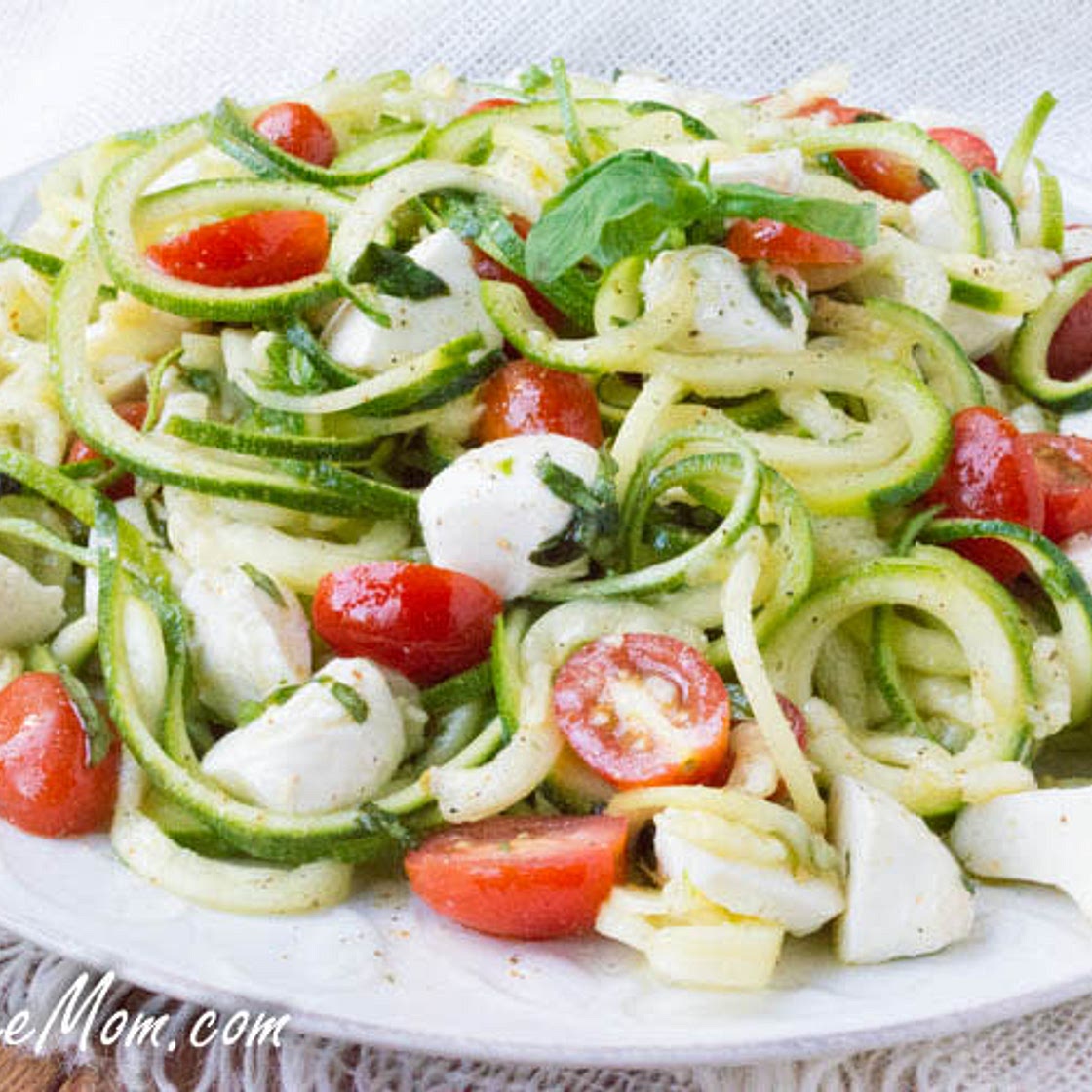 Slow Carb Caprese Salad with Zucchini Noodles