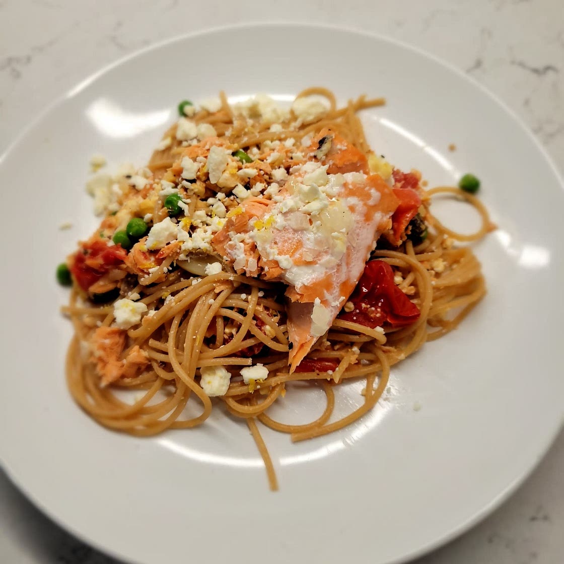 Creamy Feta Salmon Pasta