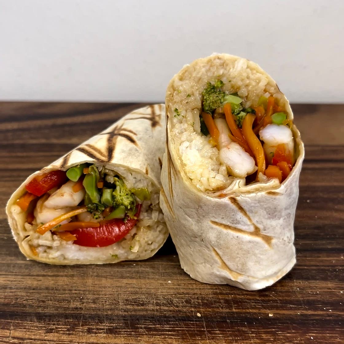 Teriyaki Prawns burrito