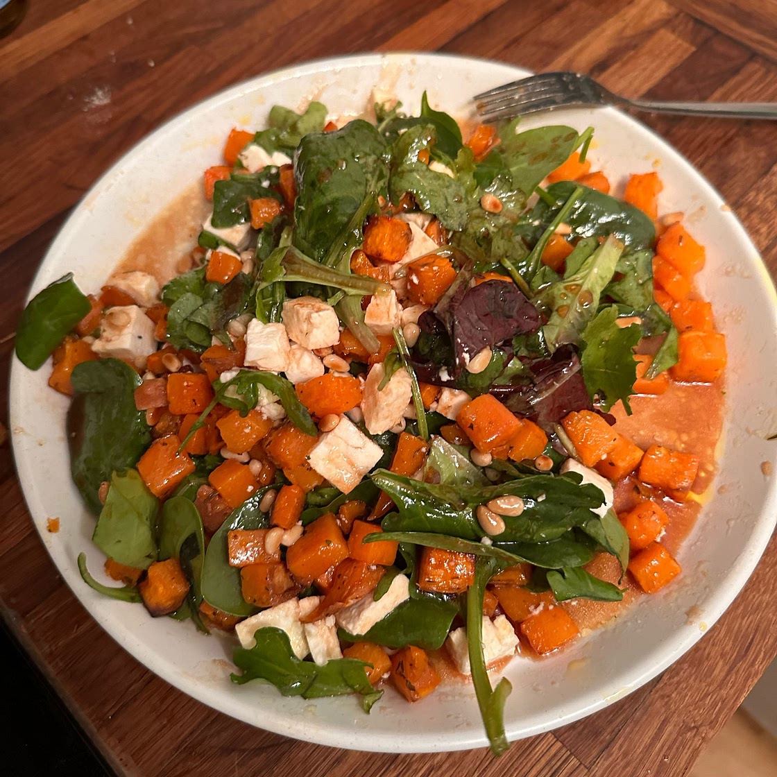 Roast Pumpkin, Spinach and Feta Salad