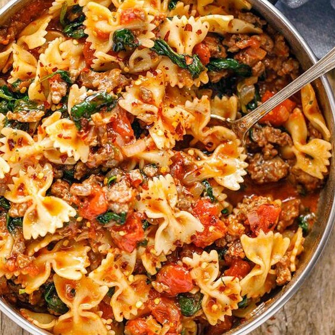 Tomato Spinach Sausage Pasta Recipe