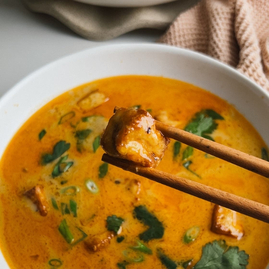 Tom Kha Inspired Soup with Crispy Tofu