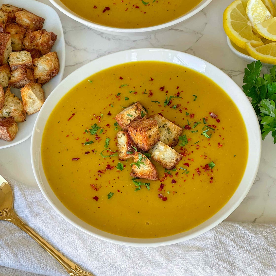 Butternut squash lentil soup