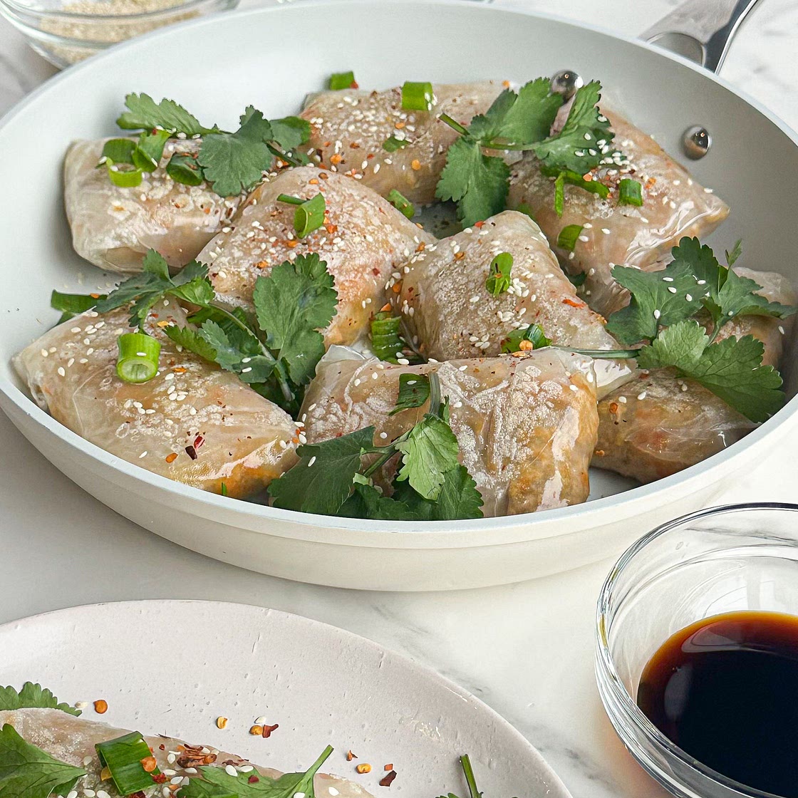 Vegan Tofu & Walnut Rice Paper Dumplings 