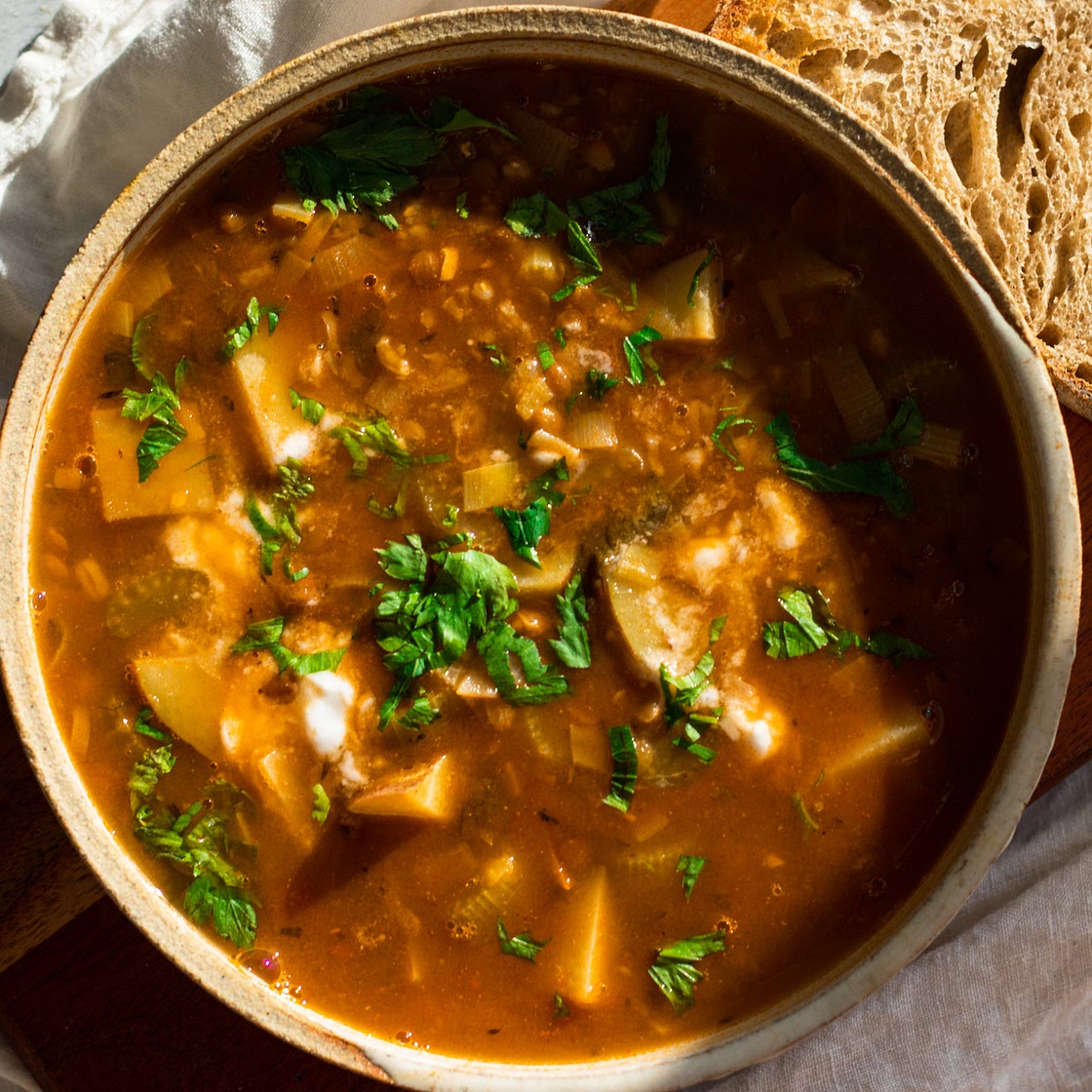 Smoky Lentil Stew with Leeks and Potatoes (vegan)