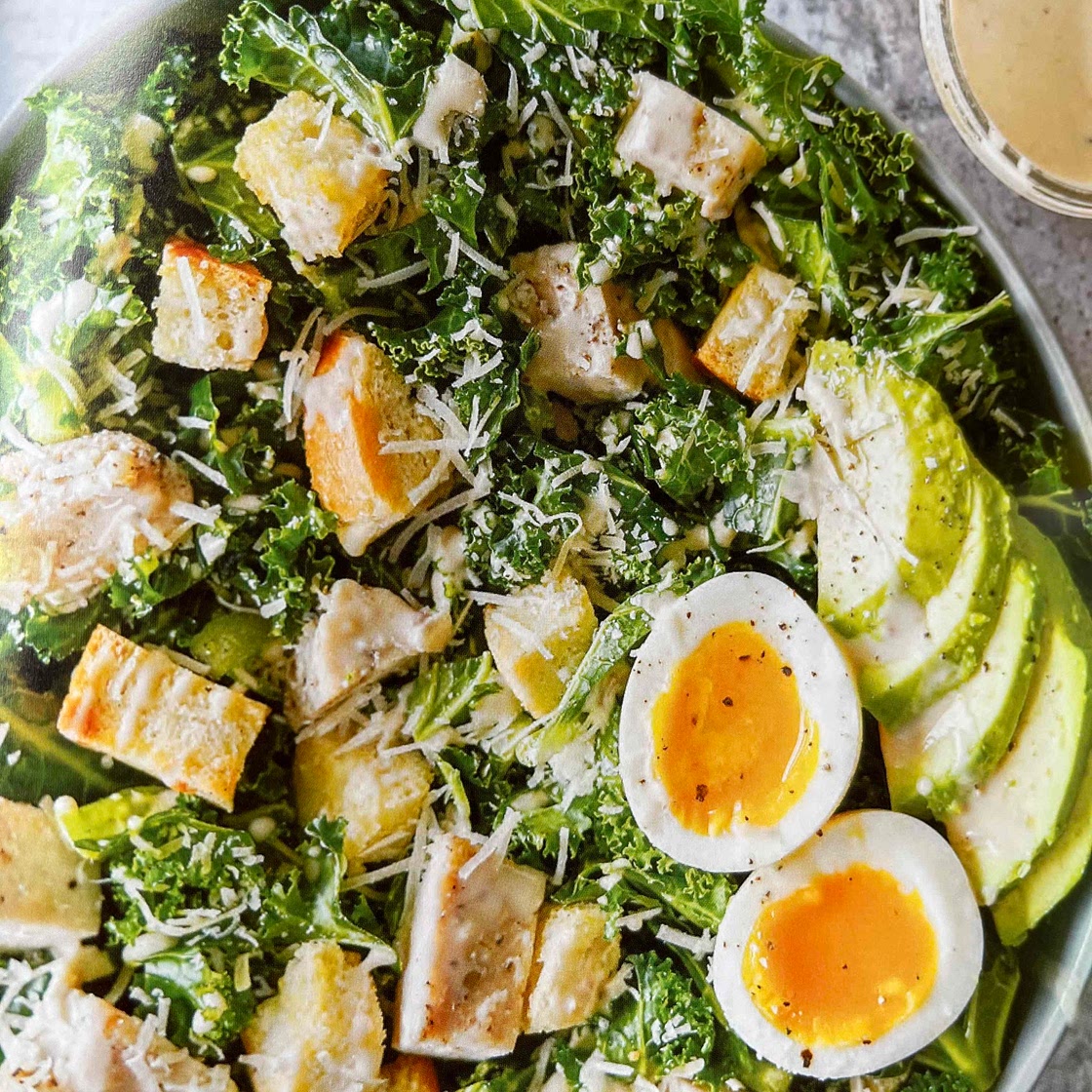 Loaded Kale Chicken Caesar Salad