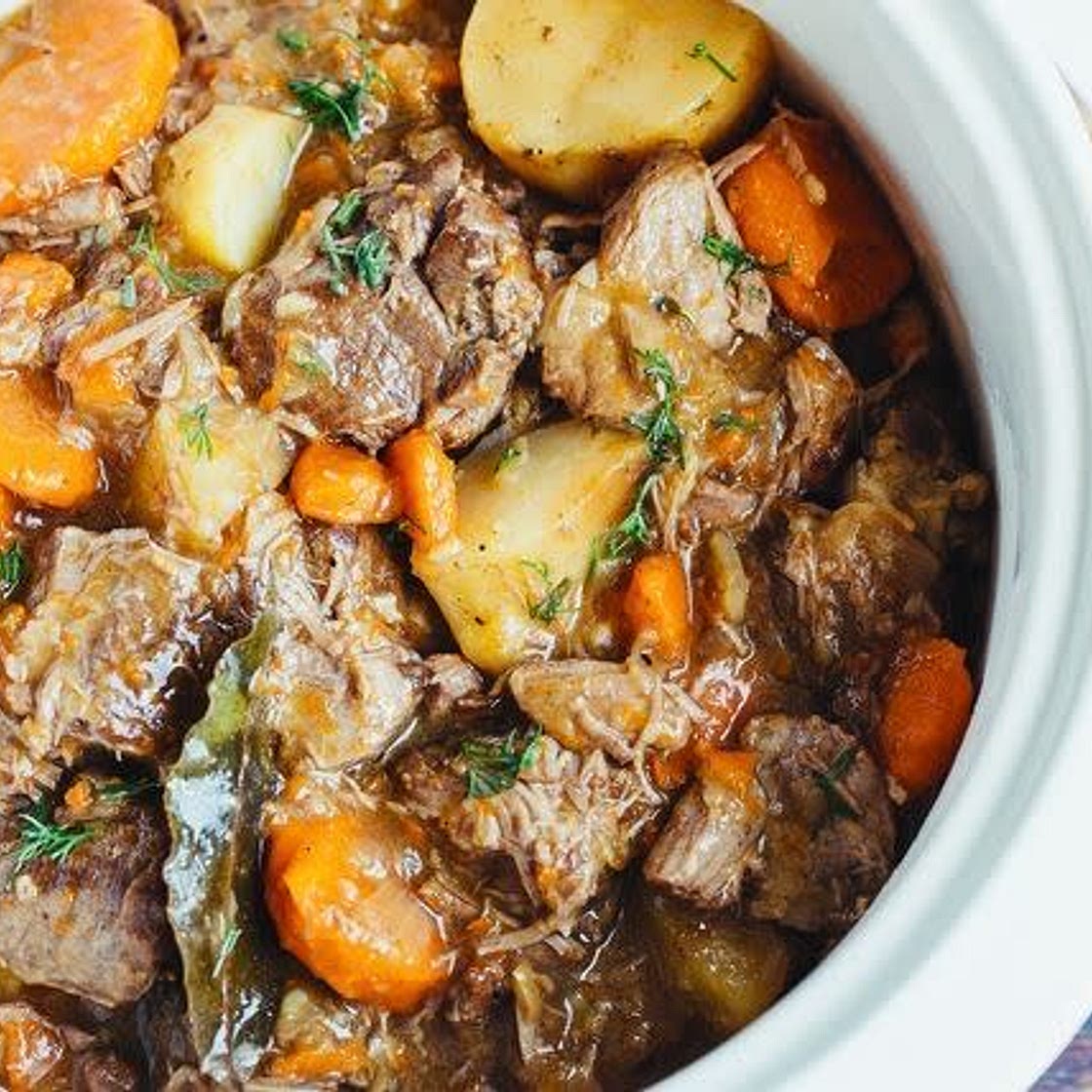 Traditional Irish lamb stew slow cooker