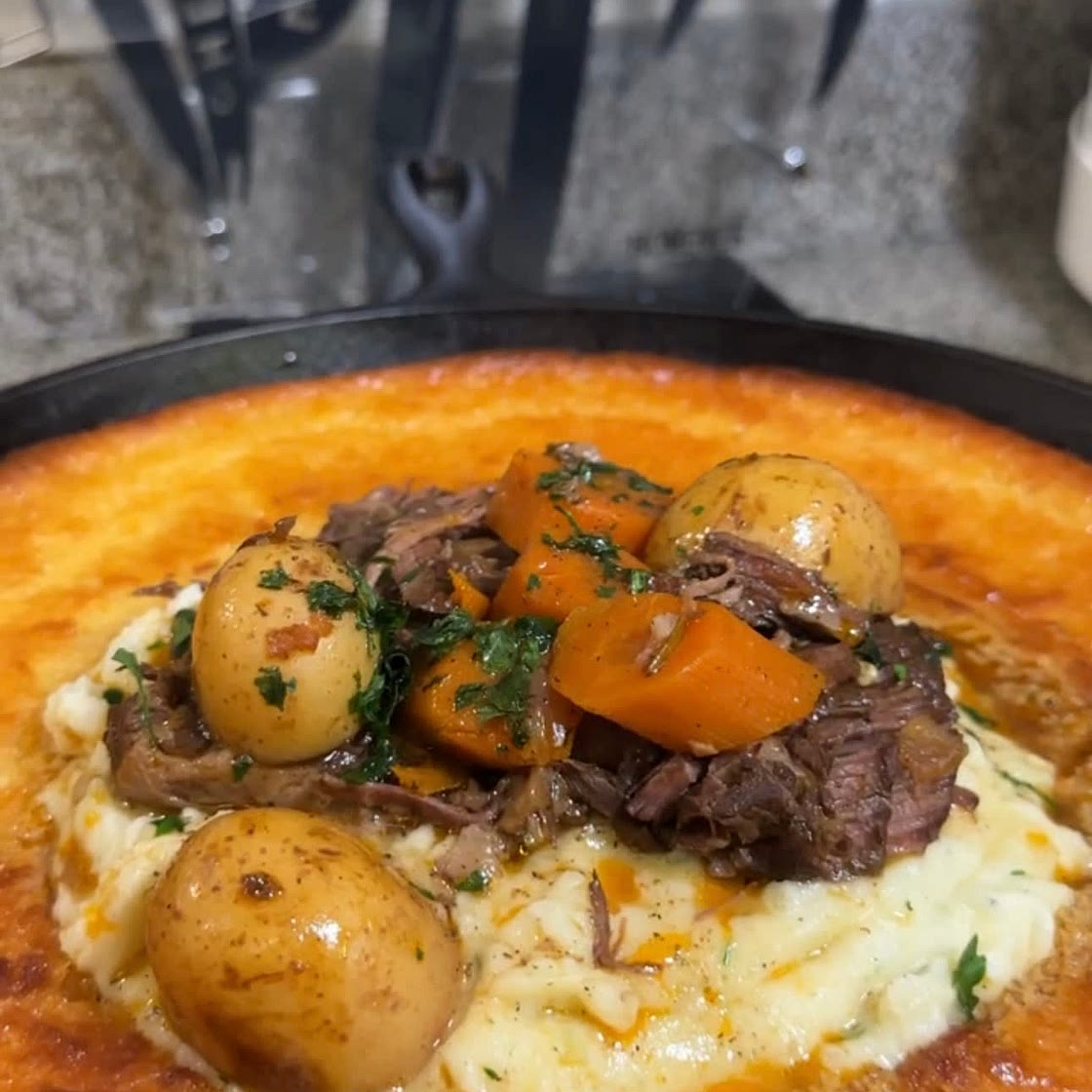 Pot Roast Cornbread Bowl 