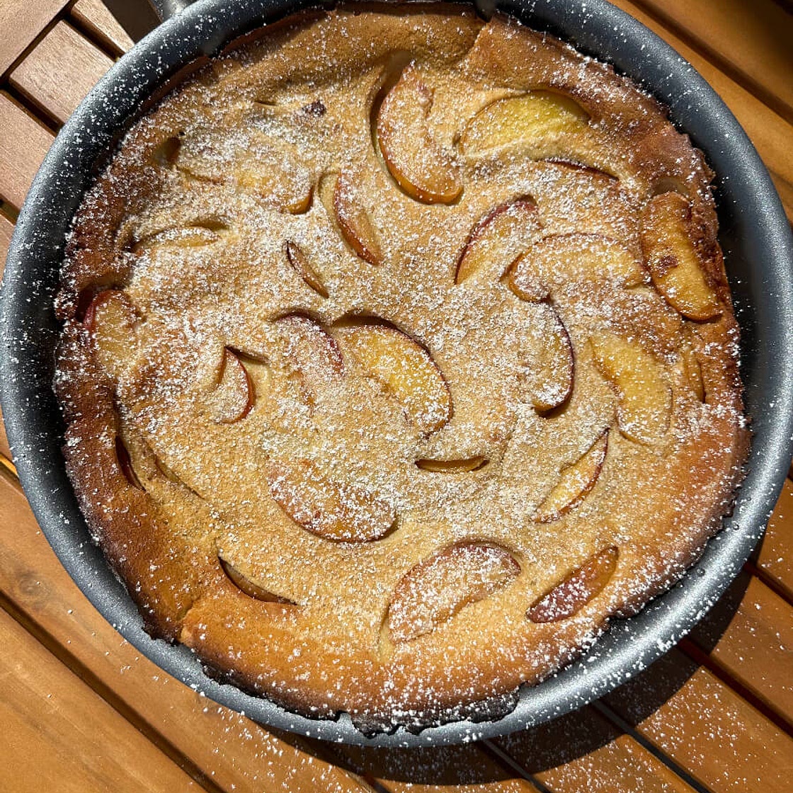 Brown Sugar Peach Dutch Baby