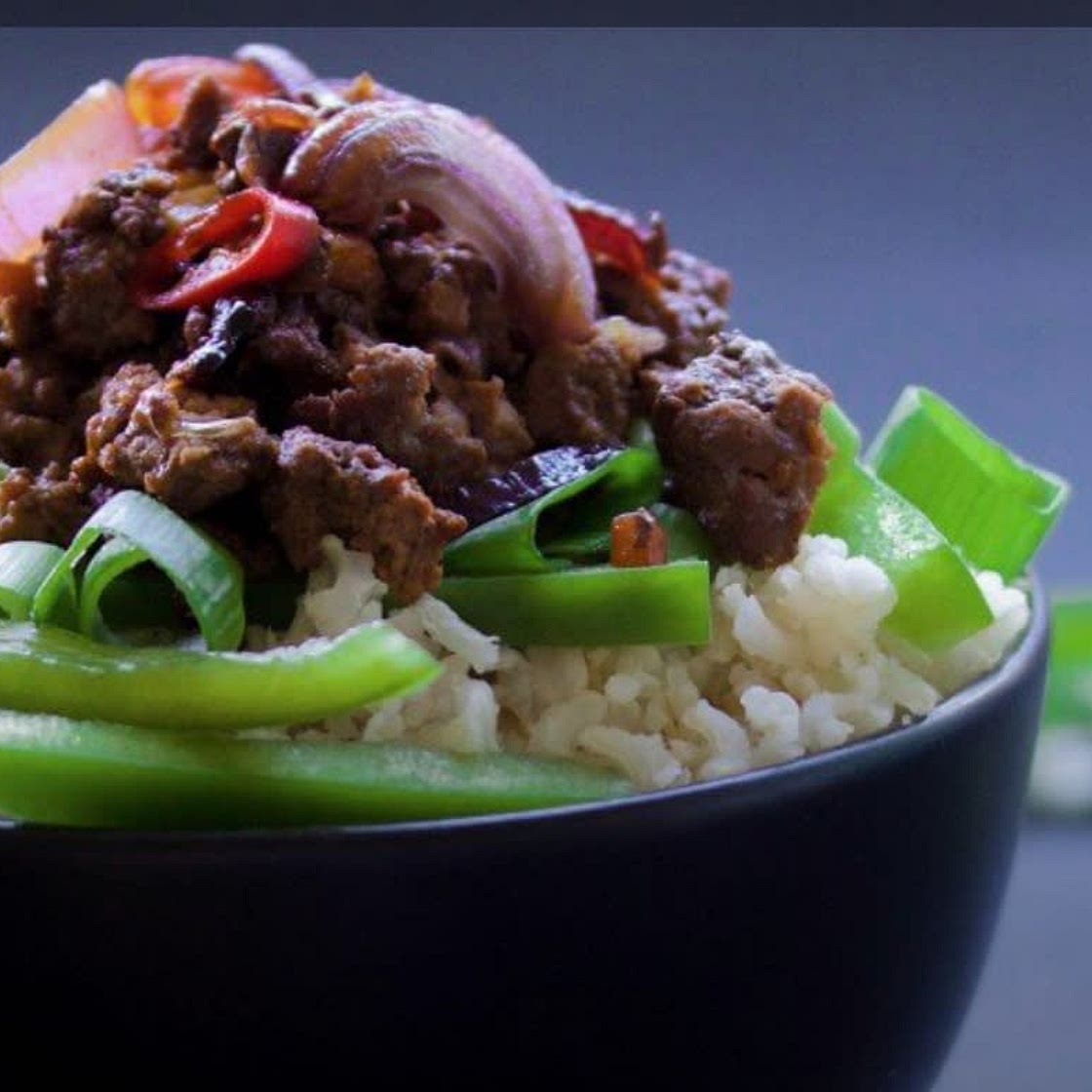 Arroz con ternera picada picante