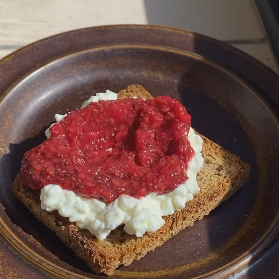 Raspberry, Cottage cheese and Chia seeds breakfast bread