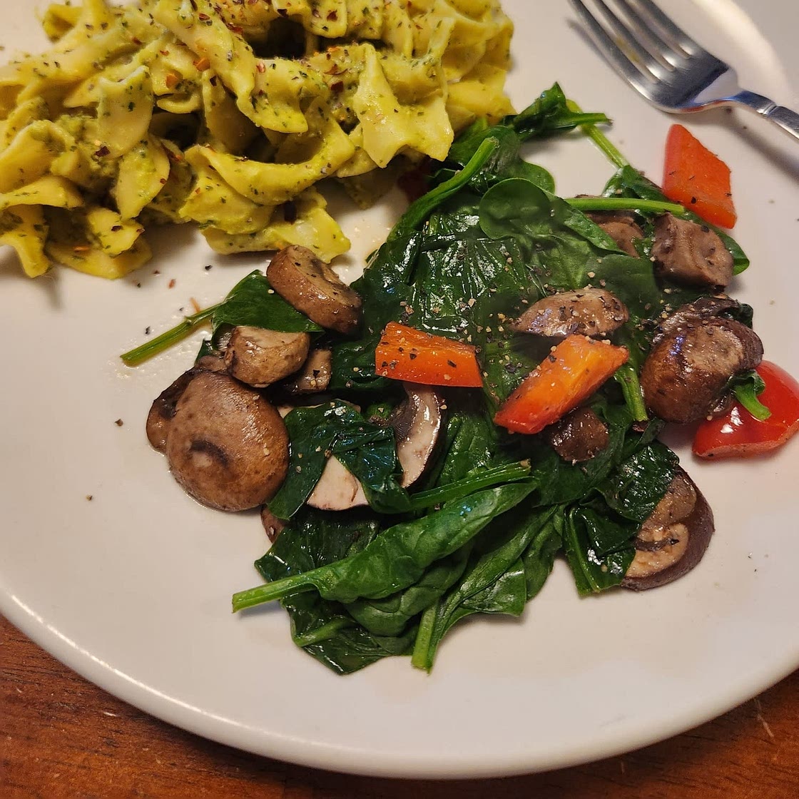 Mushroom and spinach saute