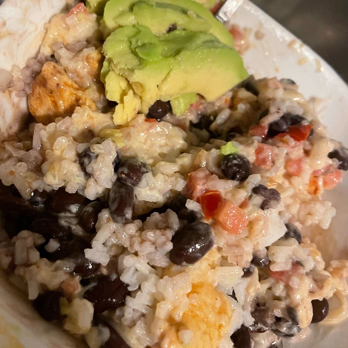 Chicken Burrito Bowl with Fresh Pico de Gallo & Creamy Chipotle Sauce