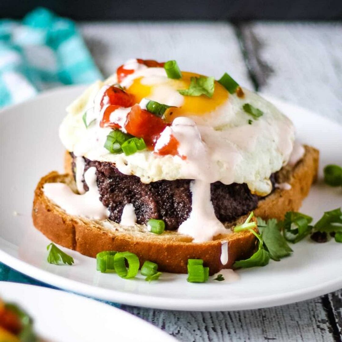 Black Bean Cakes Open-Faced Breakfast Sandwich