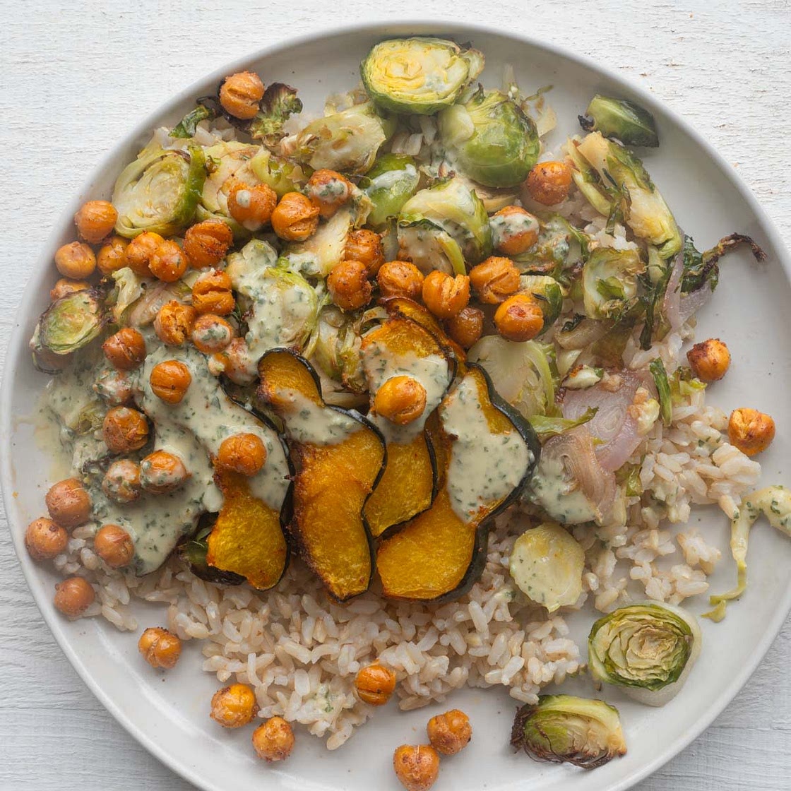 Vegan Roasted Chickpea Rice Bowl