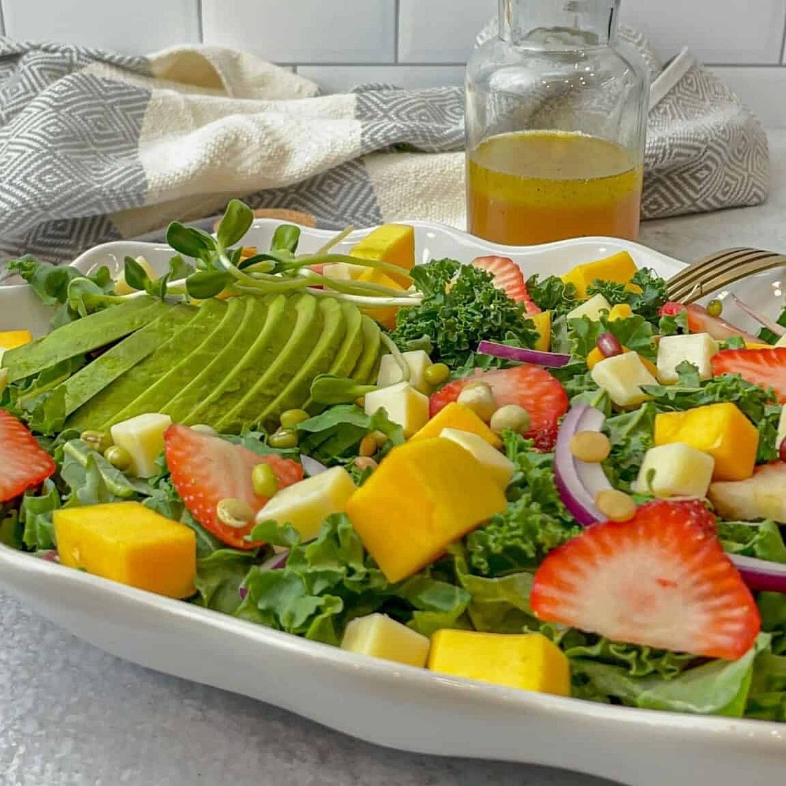 Citrus Vinaigrette Strawberry Mango Kale Salad