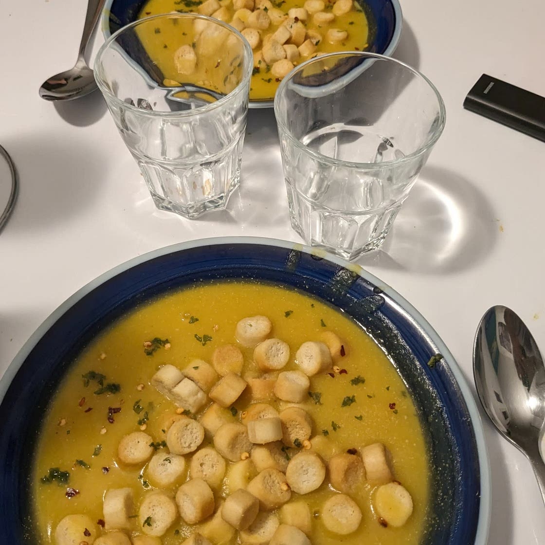 Butternut squash lentil soup