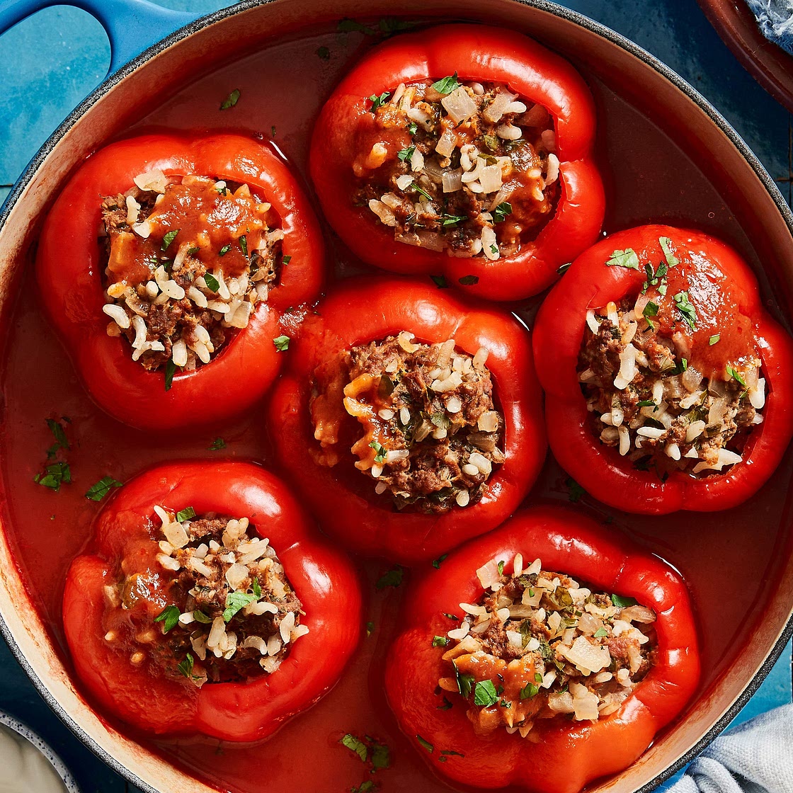 Healthy Armenian Stuffed Red Peppers (Dolma)