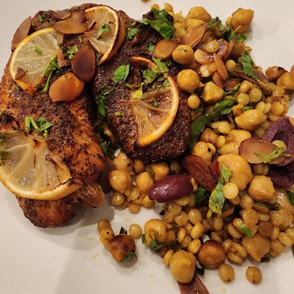Tilapia with chickpeas and couscous
