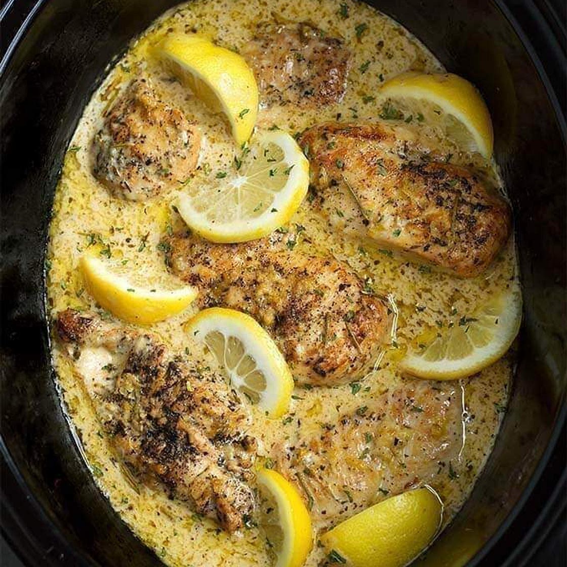 Crock Pot Creamy Lemon Garlic Butter Chicken