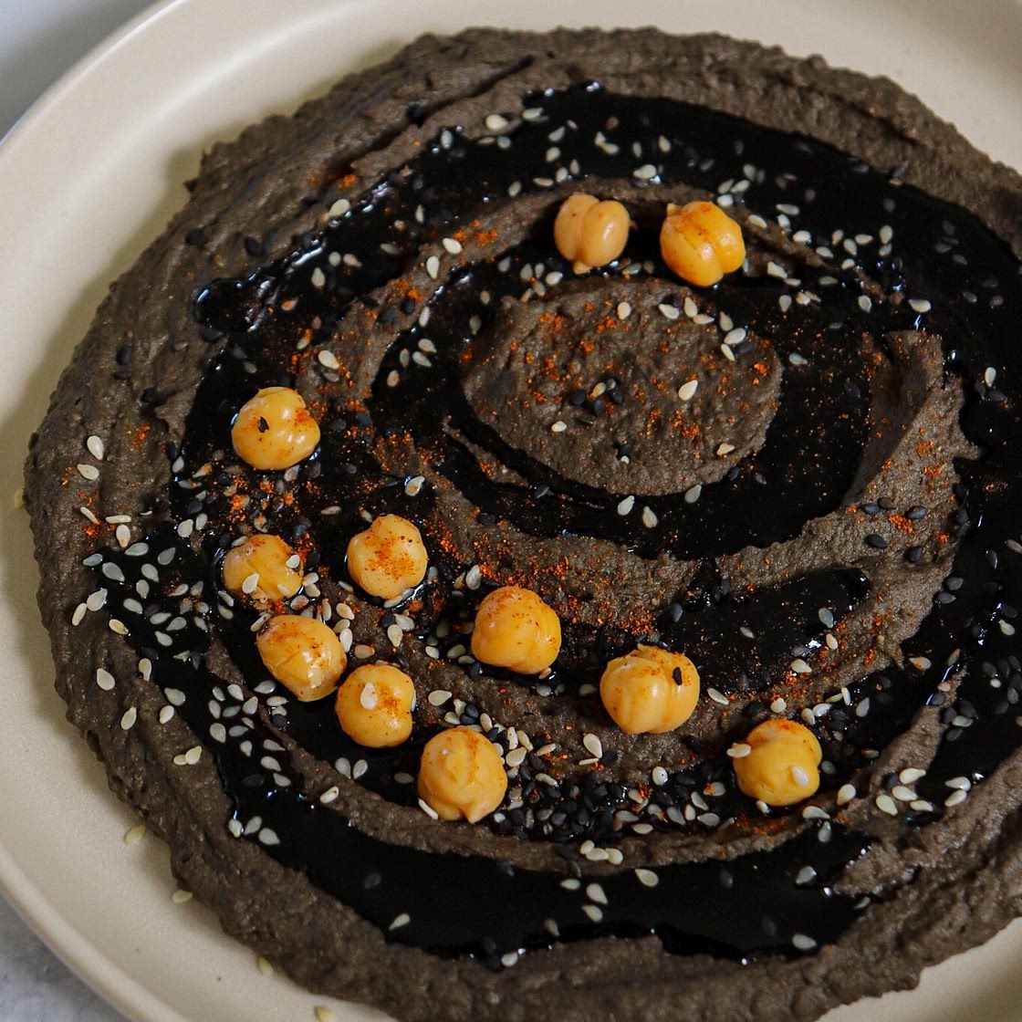 Black Tahini Miso Hummus (vegan, soy free)