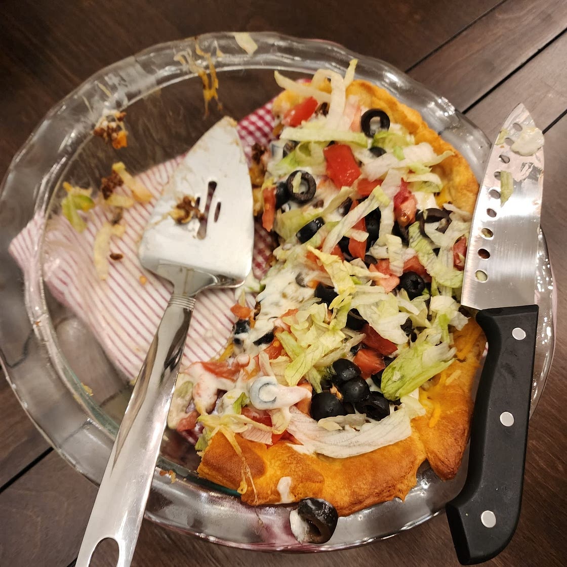 TACO PIE - an easy recipe for dinner! The secret sauce makes it over the top!