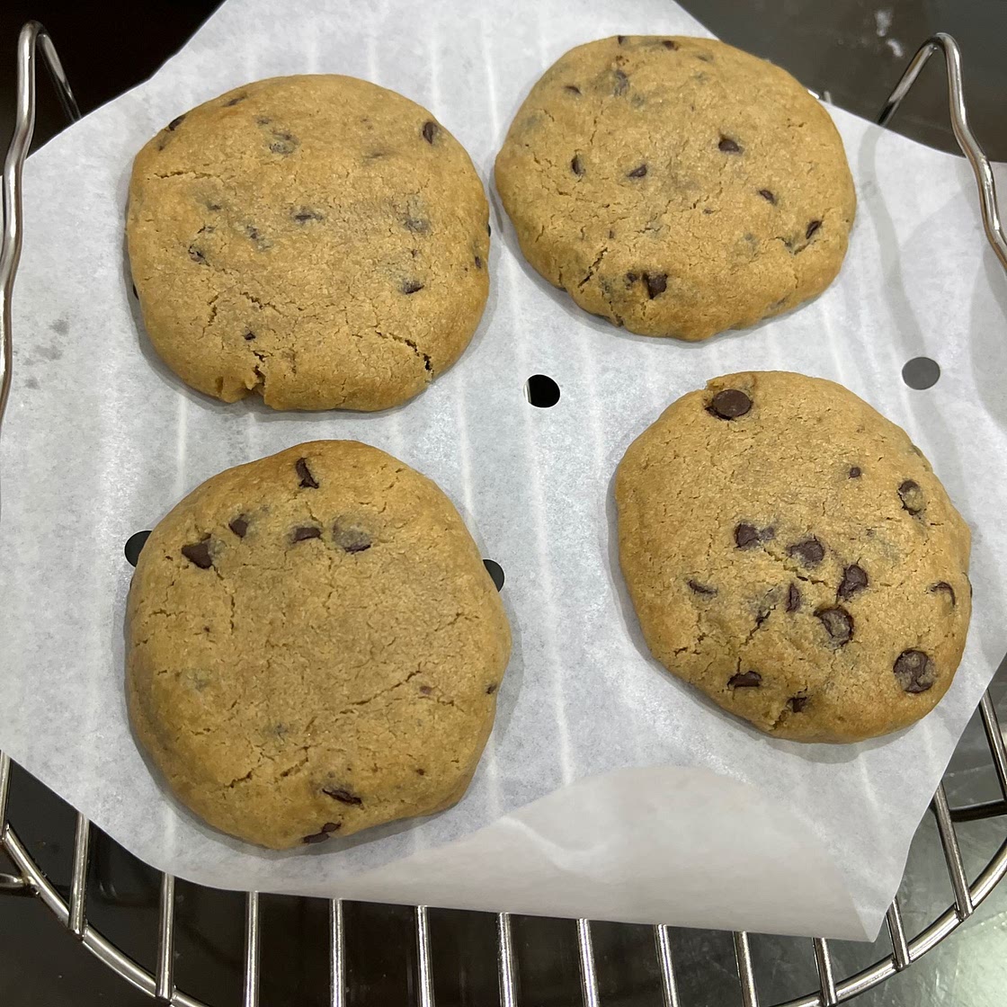 Soft and Chewy Air Fryer Chocolate Chip Cookies