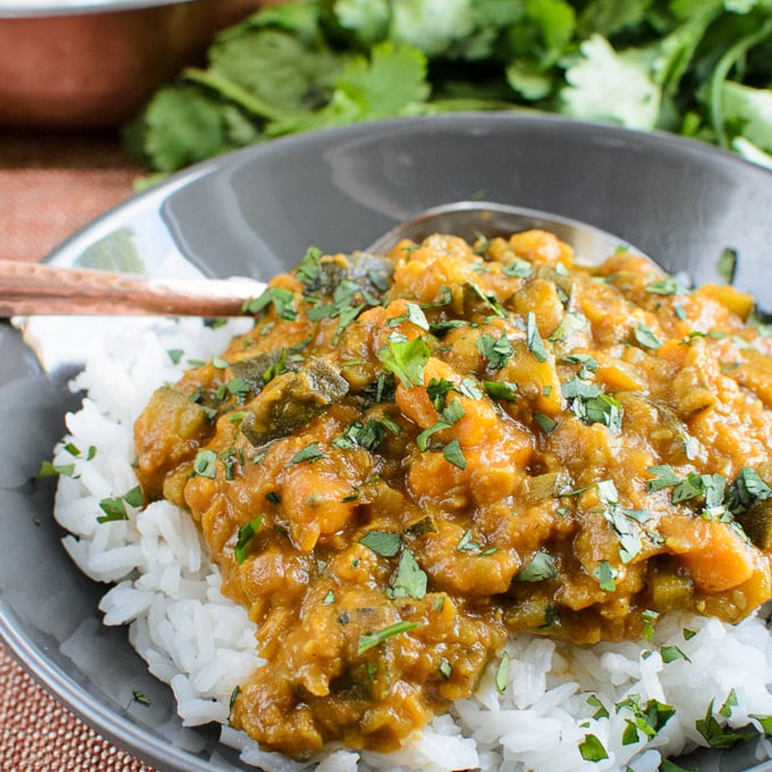 Aubergine, Courgette, Sweet Potato and Lentil Curry