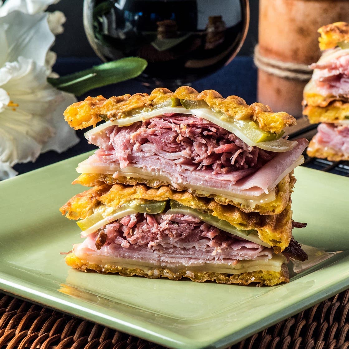 Keto Chaffle Cuban Sandwich