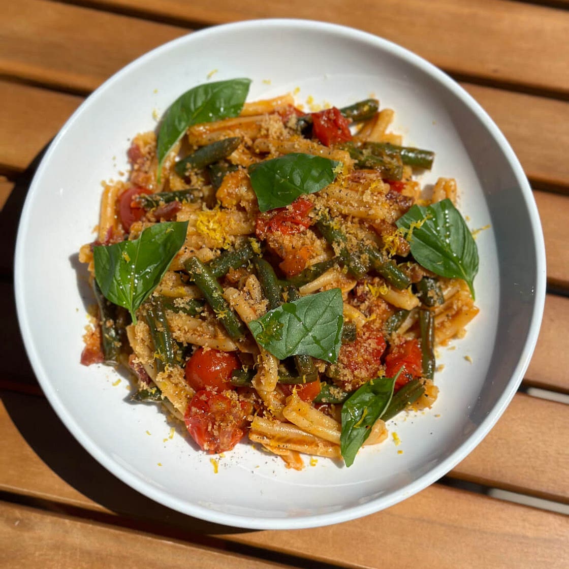 Stewy Green Bean and Bacon Pasta
