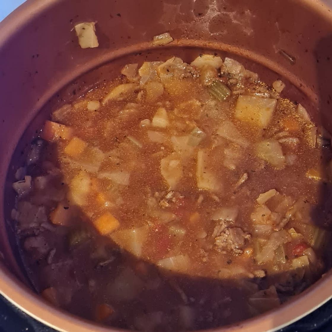 Chunky Beef, Cabbage and Tomato Soup (Instant Pot or Stove Top)