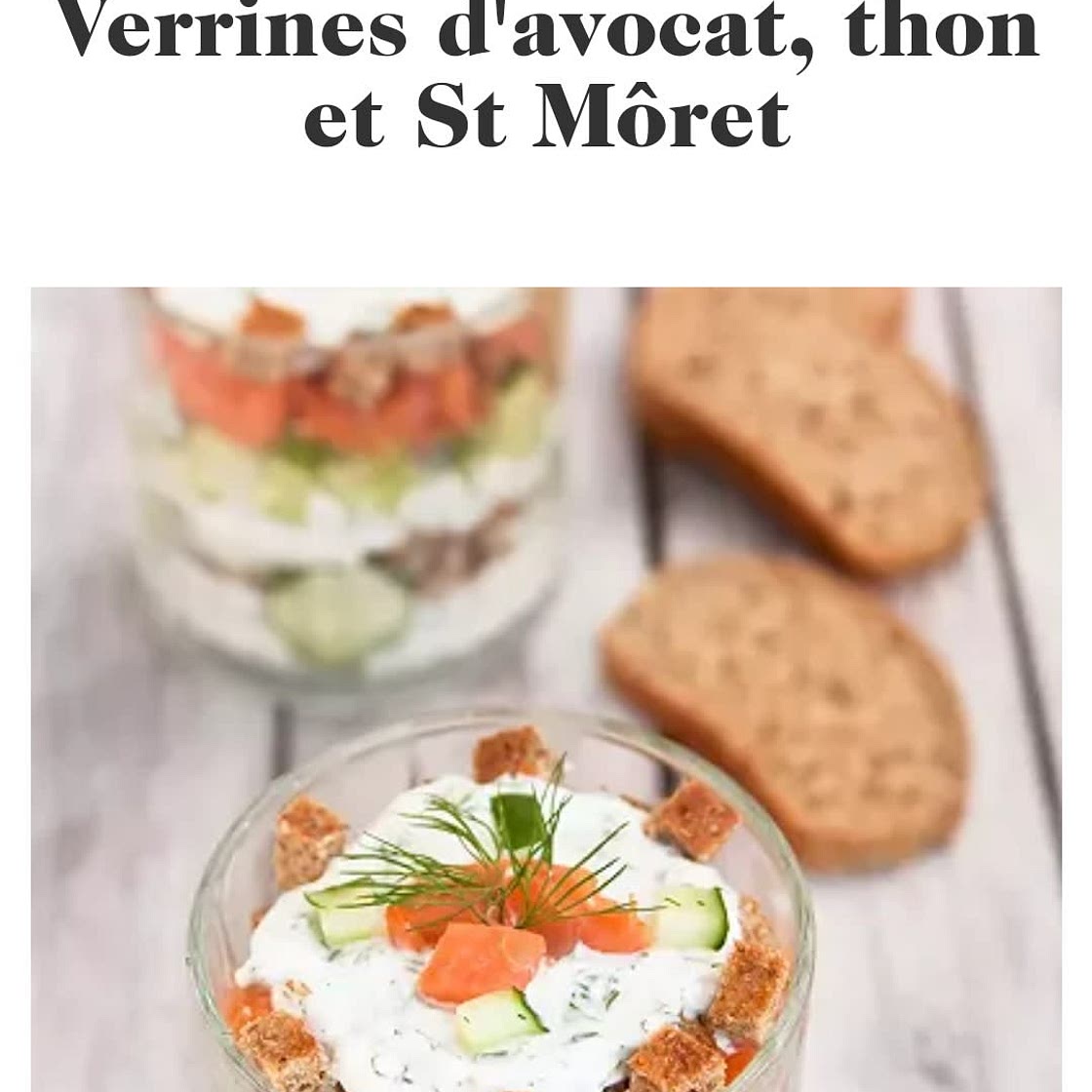 Verrines avocat, thon et St Moret