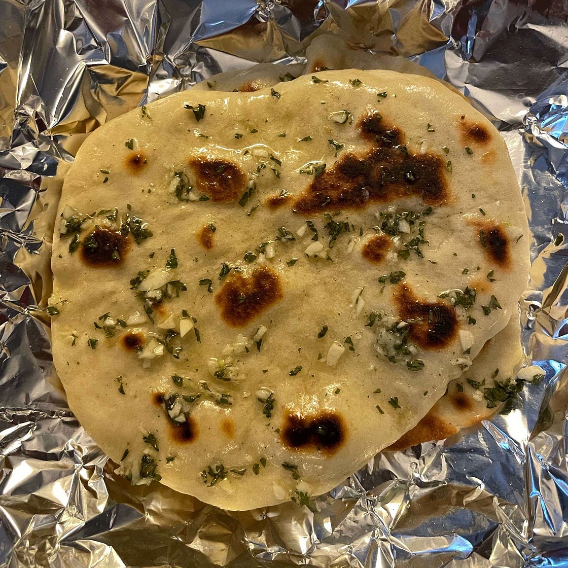 Cheese-Stuffed Garlic Naan