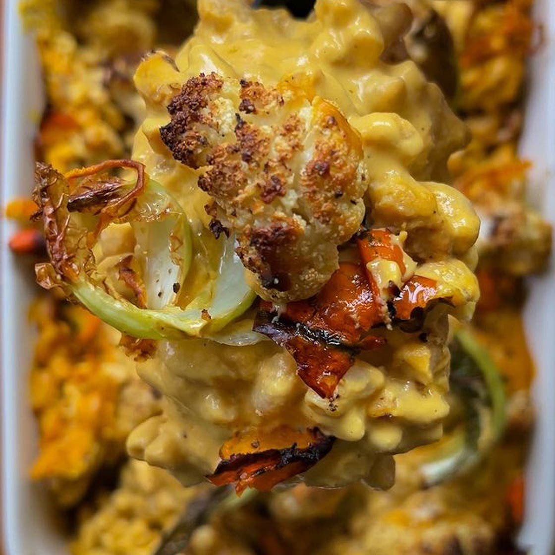 The roasted pumpkin, carrot and garlic