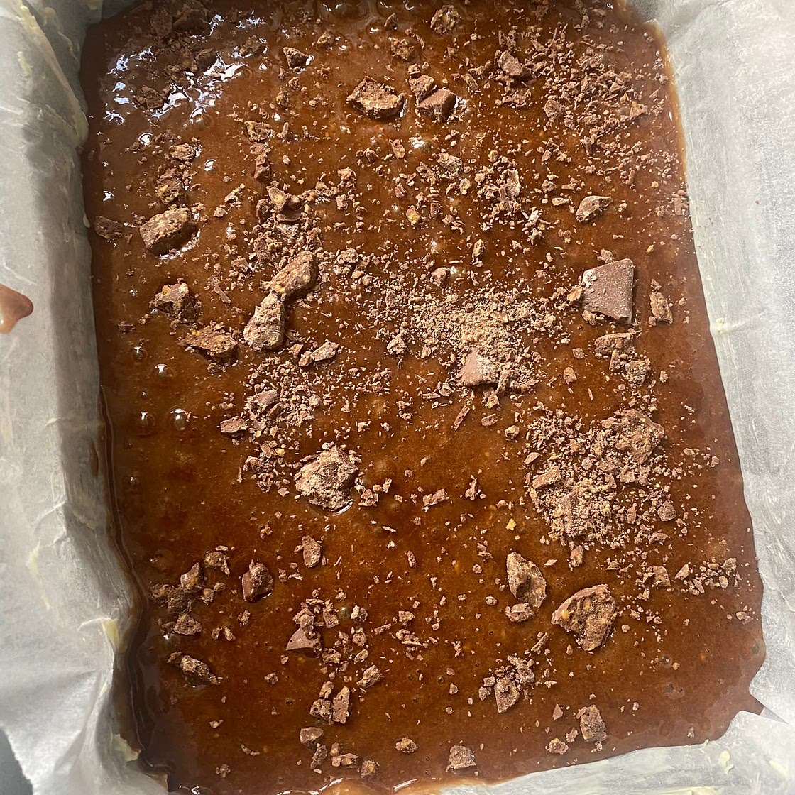 Homemade fudgy brownies
