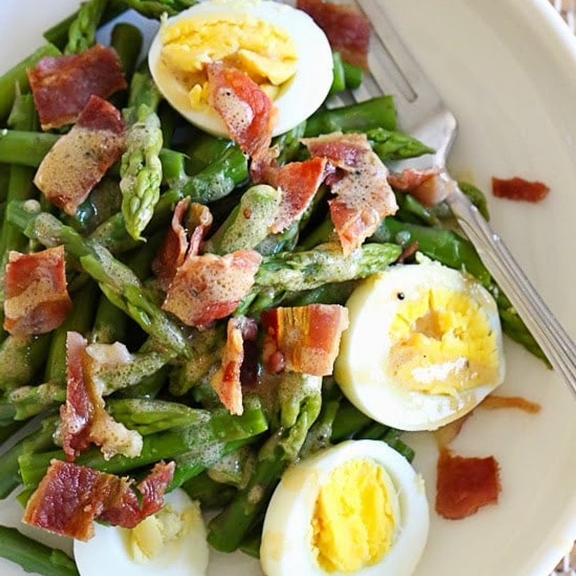 Asparagus Egg and Bacon Salad with Dijon Vinaigrette