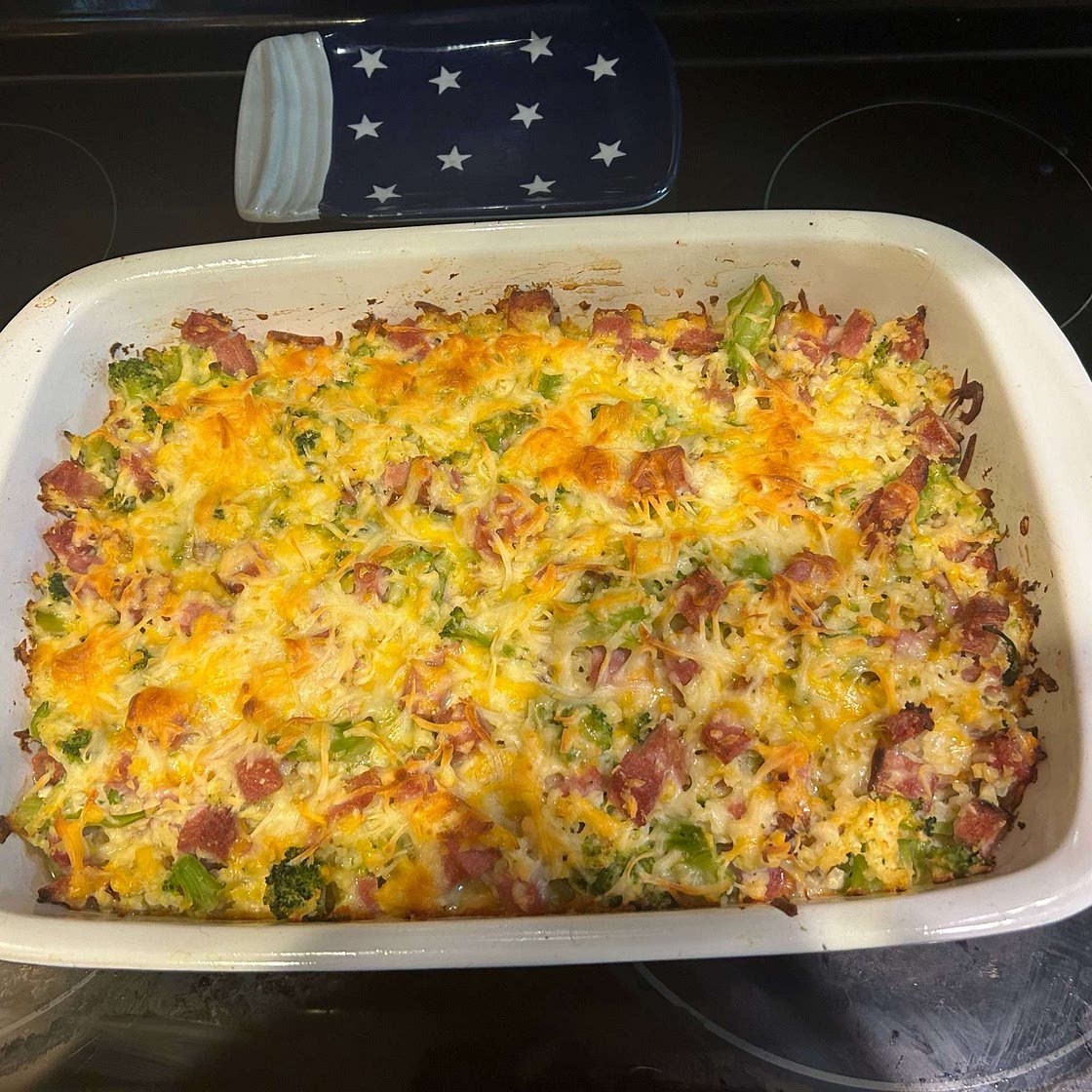 Ham Casserole with Cauliflower Rice
